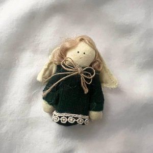 Vintage Christmas Angel Knit Finger Puppet Ornament 3" Antique